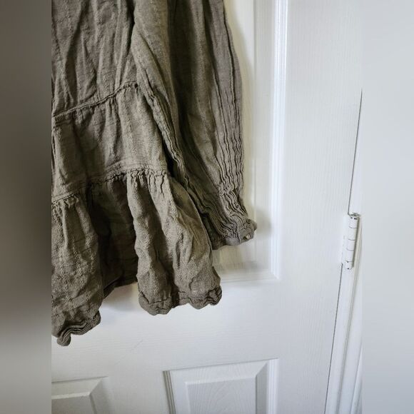 American Eagle Pastel Olive Green Smocked Long Sleeve Blouse Top M - Picture 10 of 13